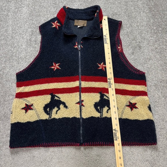 Vintage Roughrider Circle T Fleece Vest Western Horses USA Cowboy X-Large - Picture 6 of 7